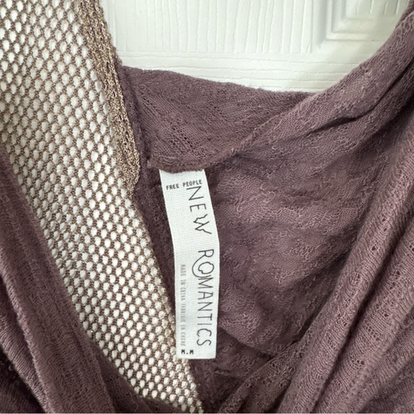 Free People One-Shoulder Draped Top in Mauve and Taupe Mesh - Picture 6 of 9